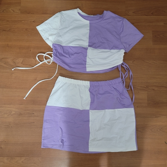 YOINS Patchwork Drawstring Crew Neck Short Sleeves - Picture 8 of 9